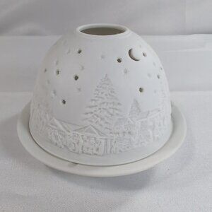 Starlight Hellmann-Versand Bisque Lithopane White Christmas 0816 Candle Holder